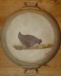 Country Painting Ancien Plat : 1 Poule