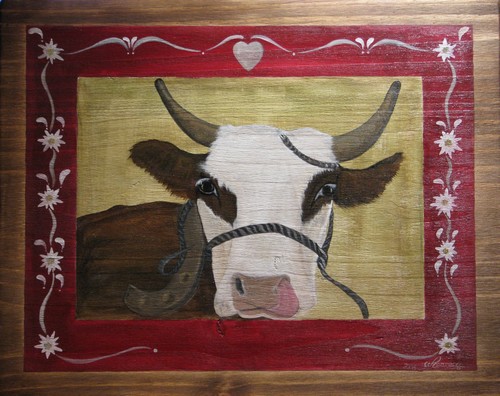 Country Painting Portrait of Cow : Ficelle