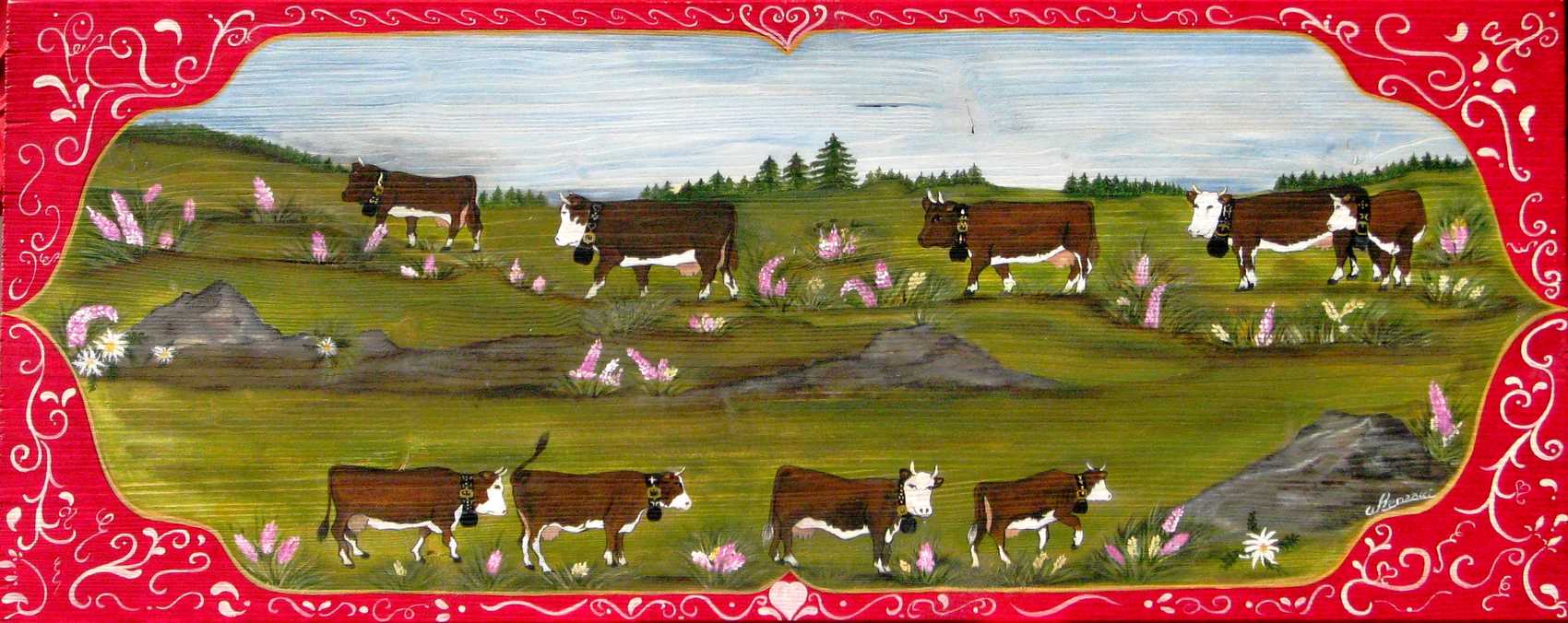 Nathalie RENZACCI - Transhumance der Kühen - Transhumance von Kühen - Poya der Kühe - Poyas von Kühe : La Montagnée