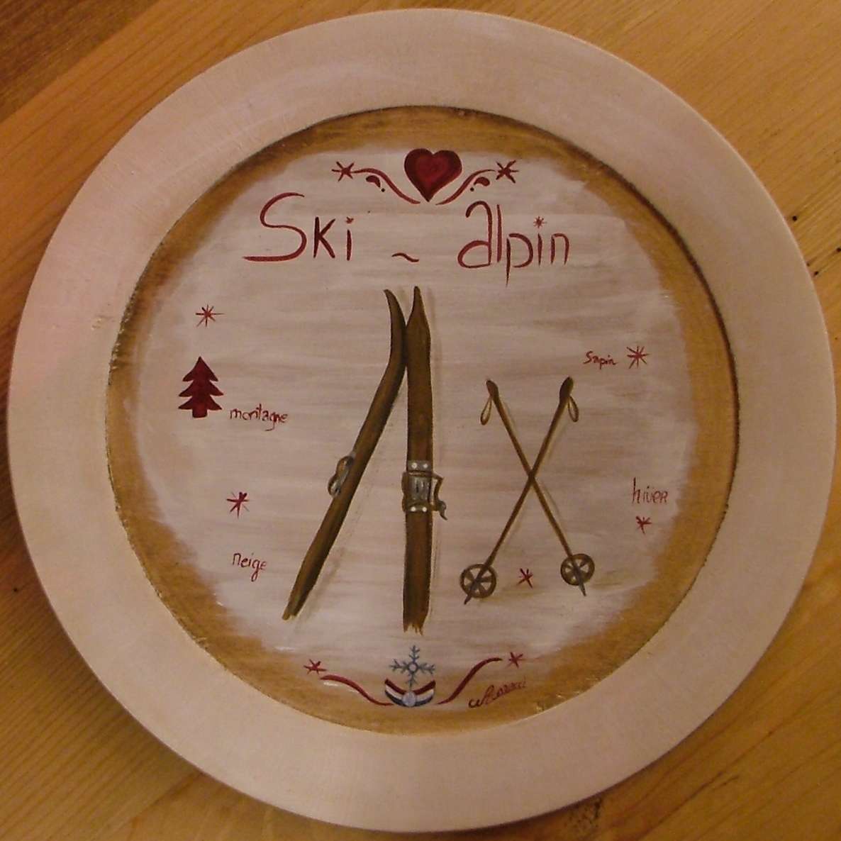 Nathalie RENZACCI - Decoración de Interiores - Decoración del Interior - Placa de madera Hecho a mano de Jean-Marie BORDET : Tema Le Ski Alpin